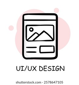  Hand-drawn vector icon for Web and Mobile App Design. Depicts a layout for intuitive digital experiences.