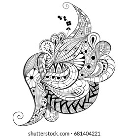 Hand-Drawn vector illustration of abstract decorative doodles. Coloring pages for adults