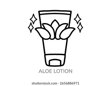 Ilustração vetorial desenhada à mão de um ícone Aloe Lotion, um símbolo de uma ideia de negócio, isolado em um fundo branco