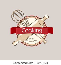Hand-drawn vector illustration banner of cooking . A collection of sketch made on the label.
