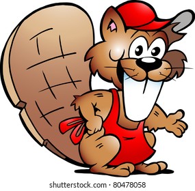 Hand-drawn Vector illustration of an Beaver Serving Guests