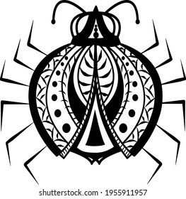 Hand-drawn vector illustration of a beetle isolated on a white background. An idea for fashion illustrations, magazines, printing on clothes, advertising, a sketch for a tattoo or a mehendi.