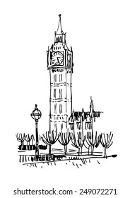 Hand-drawn vector illustration Big Ben tower