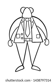 Hand-drawn vector illustration of boss standing. Black outlines and white.