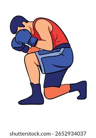 Ilustração vetorial desenhada à mão de um boxeador em pose de luta. Esboço estilo line art mostrando a postura do boxe, adequado para artes marciais, esportes de combate, ou projetos com tema atlético.