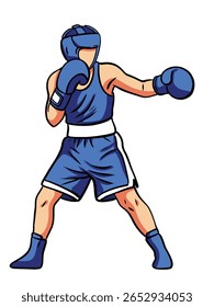 Hand-drawn vector illustration of a boxer in fighting pose. Sketch-style line art showing boxing stance, suitable for martial arts, combat sports, or athletic-themed designs.