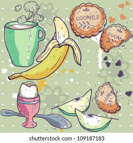 hand-drawn vector illustration of breakfast food