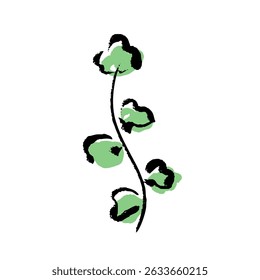 Hand-drawn vector illustration of brush-touched leaves.
