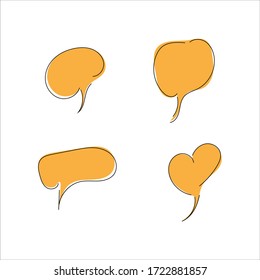 Ilustración vectorial hecha a mano del conjunto de doodles de habla de burbujas. Plano.