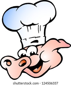 Hand-drawn Vector illustration of an Chef Pig Head