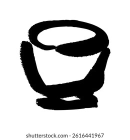 Hand-drawn vector illustration of a choko with a brush touch. A choko is a small sake cup used for drinking sake.