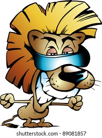 Hand-drawn Vector illustration of an Cool Lion