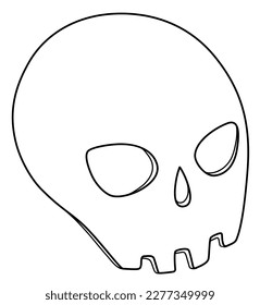 Hand-drawn vector illustration of a creepy skull for decorating Halloween parties with terror and style, created in outline technique