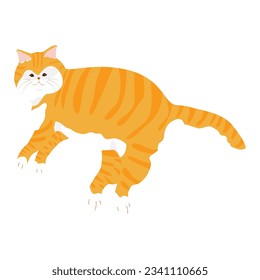 Hand-drawn vector illustration of cute orange cat sitting pop-style design.