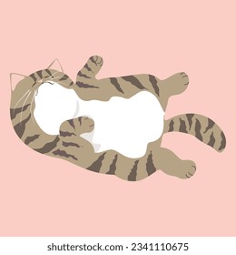 Hand  drawn vector illustration cute tabby cat sleeping pop  style design 