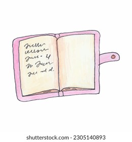 Hand-drawn vector illustration of diary. Notebook isolated on a white background