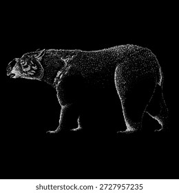 Hand-drawn vector illustration of Diprotodon, an extinct giant marsupial from prehistoric Australia, rendered in a detailed vintage engraving style. Ideal for educational materials, natural history designs, museum graphics, and prehistoric-themed projects.
