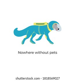 Handdrawn vector illustration of a dog in astrounat suit. Nowhere without pets even in cosmos.