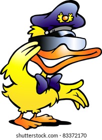 Hand-drawn Vector illustration of an Duck in uniform