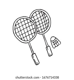 hand-drawn vector illustration, element without background, badminton for playfully camping trip
