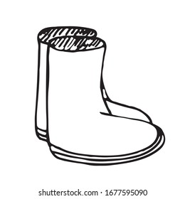 hand-drawn vector illustration, element without background, rubber boots for camping