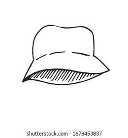 hand-drawn vector illustration, element without background, panama  hat for camping