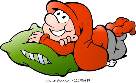 Hand-drawn Vector illustration of elf who relaxes