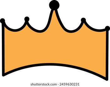 Hand-drawn vector illustration features a striking orange crown silhouette with a bold black outline, perfect for adding regal flair to your designs.