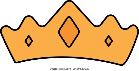 Hand-drawn vector illustration features a striking orange crown silhouette with a bold black outline, perfect for adding regal flair to your designs.