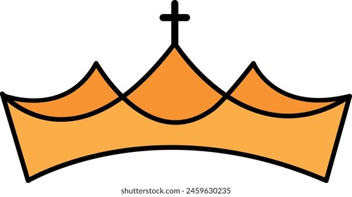 Hand-drawn vector illustration features a striking orange crown silhouette with a bold black outline, perfect for adding regal flair to your designs.