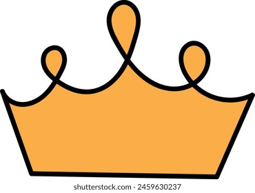 Hand-drawn vector illustration features a striking orange crown silhouette with a bold black outline, perfect for adding regal flair to your designs.