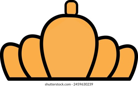 Hand-drawn vector illustration features a striking orange crown silhouette with a bold black outline, perfect for adding regal flair to your designs.