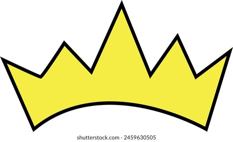 Hand-drawn vector illustration features a striking yellow crown silhouette with a bold black outline, perfect for adding regal flair to your designs.