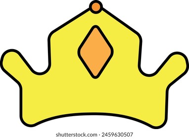 Hand-drawn vector illustration features a striking yellow crown silhouette with a bold black outline, perfect for adding regal flair to your designs.