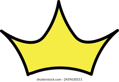 Hand-drawn vector illustration features a striking yellow crown silhouette with a bold black outline, perfect for adding regal flair to your designs.