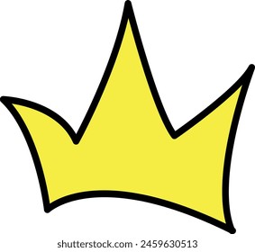 Hand-drawn vector illustration features a striking yellow crown silhouette with a bold black outline, perfect for adding regal flair to your designs.