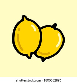 Hand-drawn vector illustration featuring a bold black lemon icon set against a pastel background. Ideal for citrus-themed designs, fruit illustrations, or eye-catching icons