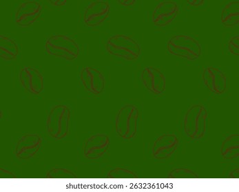 Hand-drawn vector illustration featuring coffee beans in a clean green and brown line art style. This minimalist doodle design is perfect for coffee packaging, café branding