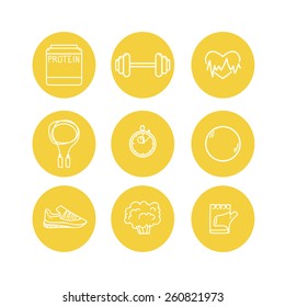 Hand-drawn vector illustration - Fitness and Health icons.