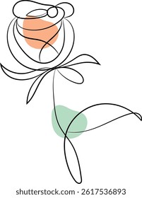 A hand-drawn vector illustration of a flower showcases its floral beauty with a delicate leaf design