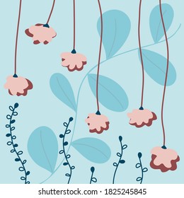 Hand-drawn Vector illustration with flowers. Greeting card.