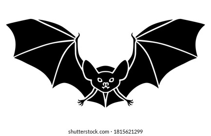 Hand-drawn vector illustration of a flying bat
