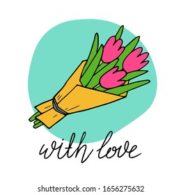 Hand-drawn vector illustration. Hand lettering With love
