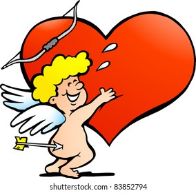 Hand-drawn Vector illustration of an Happy Amor Angel Boy
