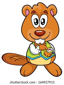 Hand-drawn Vector illustration of an Happy Beaver