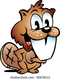 Hand-drawn Vector illustration of an Happy Beaver