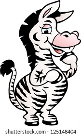 Hand-drawn Vector illustration of an Happy Cute Zebra Horse