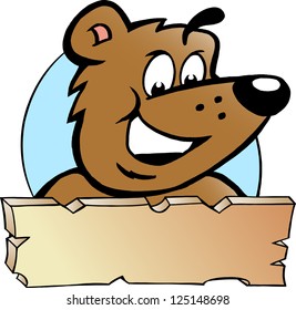 Hand-drawn Vector illustration of an Happy Proud Brown Bear - Logo Design
