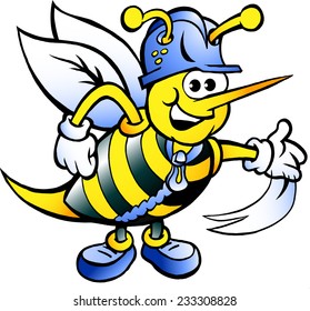 Hand-drawn Vector illustration of an Happy Working Bee