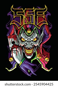 Hand-Drawn Vector Illustration of Joker Poker – High Quality T-Shirt Design